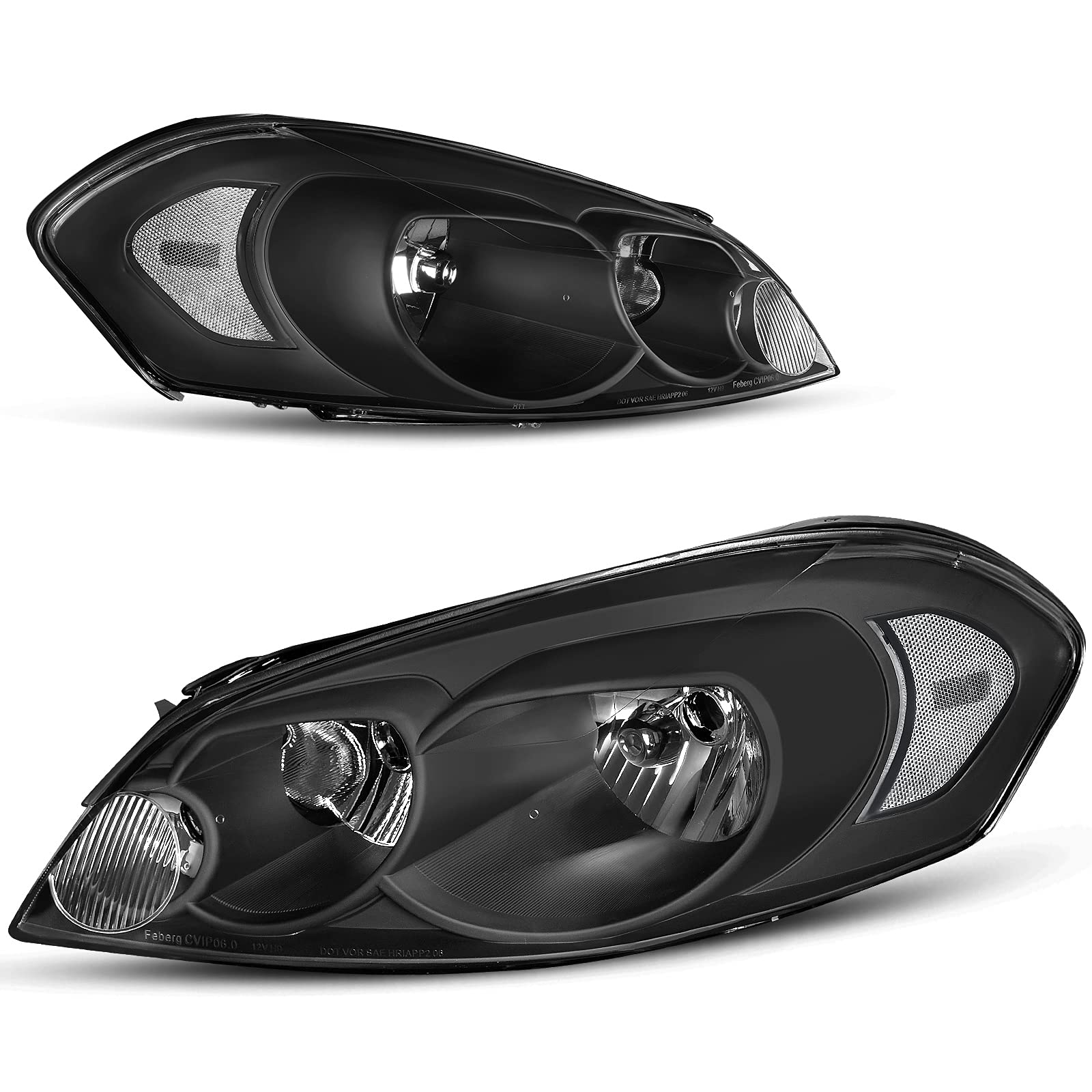 Autosaver88 Headlight Assembly Compatible With 20062013 Chevy Impala 06 07 Monte Carlo Replacement Headlamp Driving Light Black Housing Reflector Clear Lens 25958359 25958360 A Oe