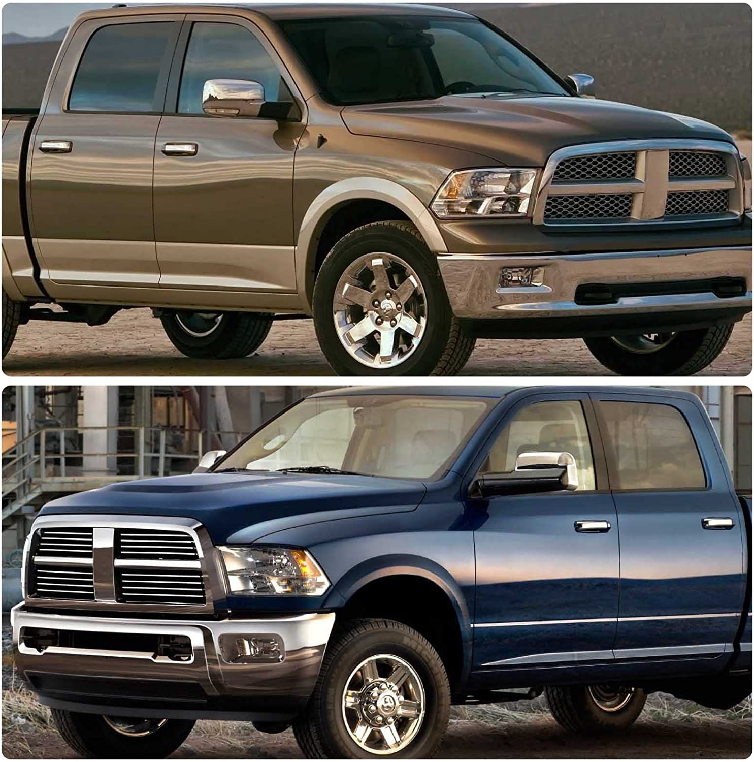 ADCARLIGHTS For 2009-2018 Dodge Ram Headlight Assembly Compatible with Ram 1500 / Ram 2500 3500 / 2010-2018 / Ram 2500 3500 / 2019-2021 Ram 1500 Classic, Chrome Housing Amber Reflector Replacement