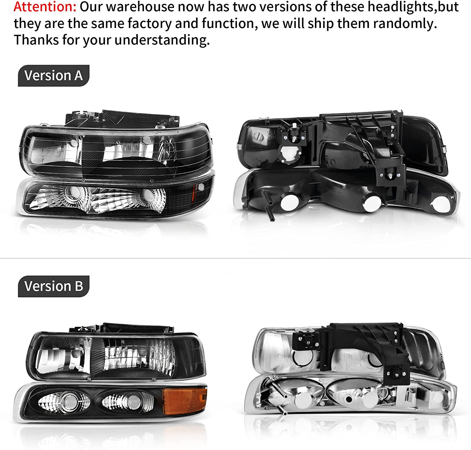 Autosaver88 Headlights Assembly Compatible With 19992002 Chevrolet Silverado 20012002 1500 2500 1500hd 2500hd 3500 20002006 Tahoe Suburban Lights In Bumpers