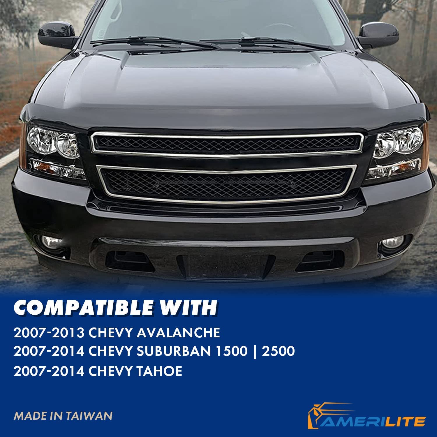 Amerilite Black Replacement Headlights For Chevy Tahoe Suburban Avalanche Pair Driver And Passenger Side Housing