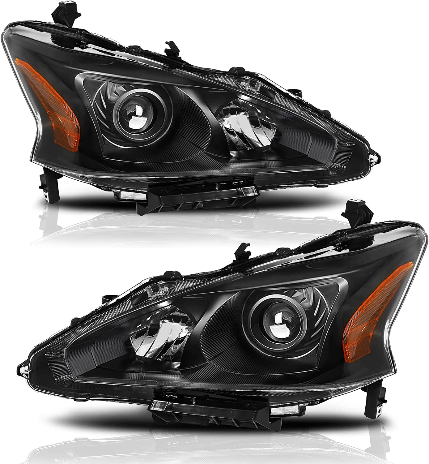 Alziria Headlight Assembly Compatible With 20132015 Nissan Altima Sslsv Only Fit 4door Chrome Housing Amber Reflector