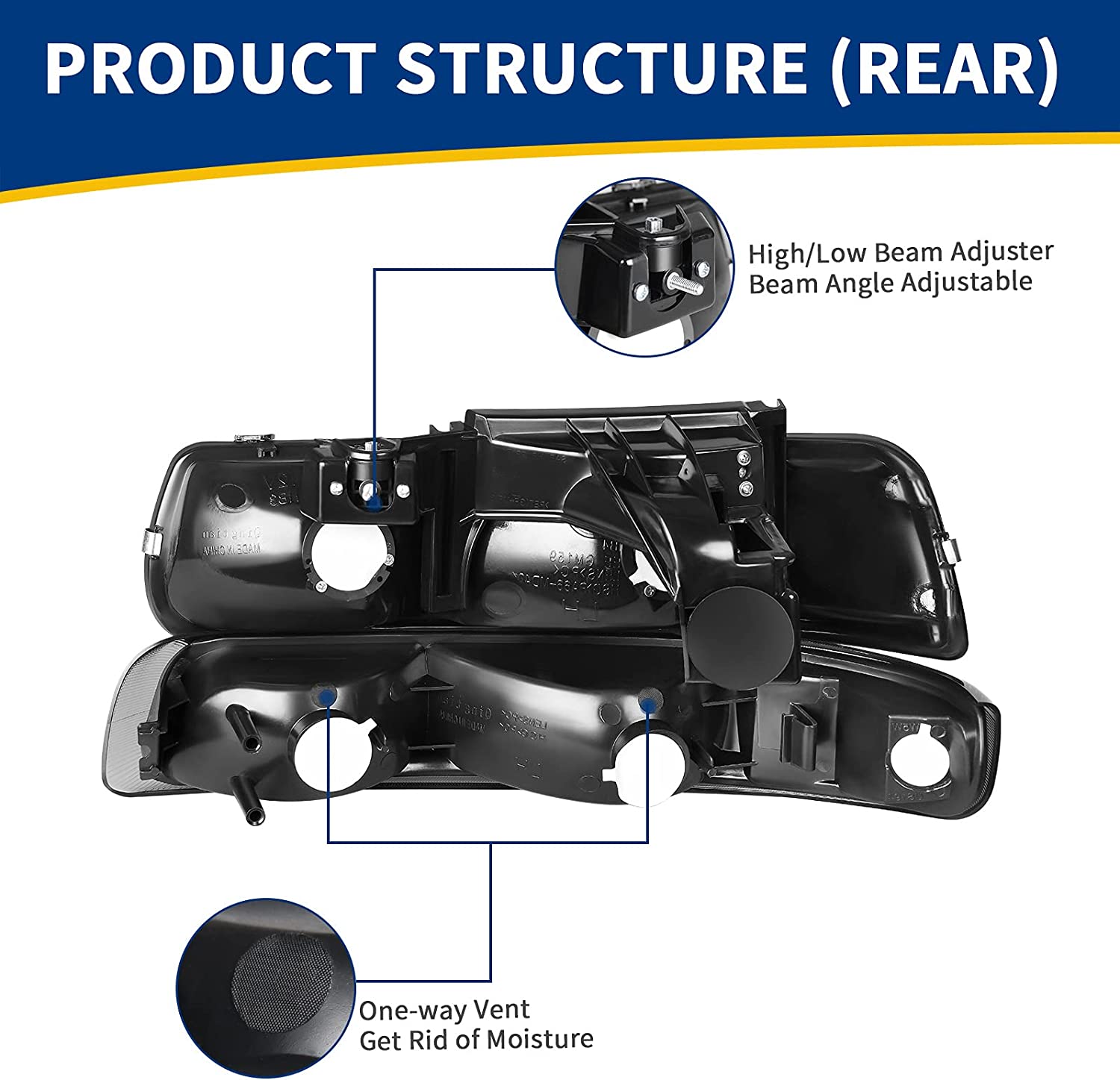 Autosaver88 Headlights Assembly Compatible With 19992002 Chevy Silverado 20002006 Tahoe Suburban Headlamp Bumper Lights Smoke Lens Reflector