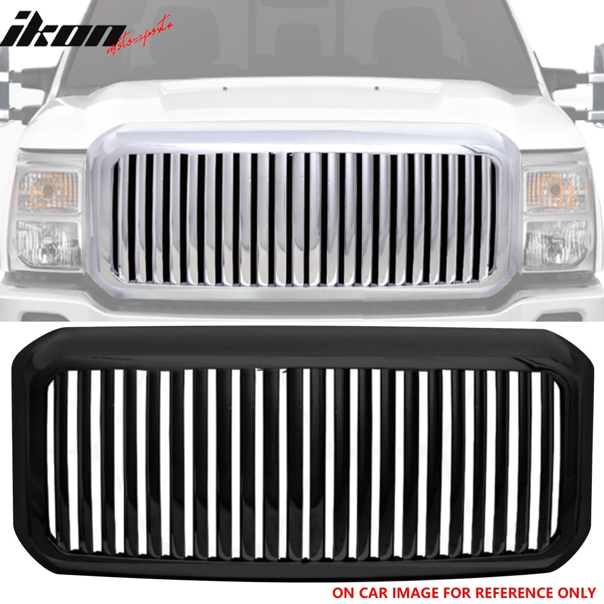 2011-2015 Ford F-250 F-350 Vertical Style Black Front Upper Grille ABS