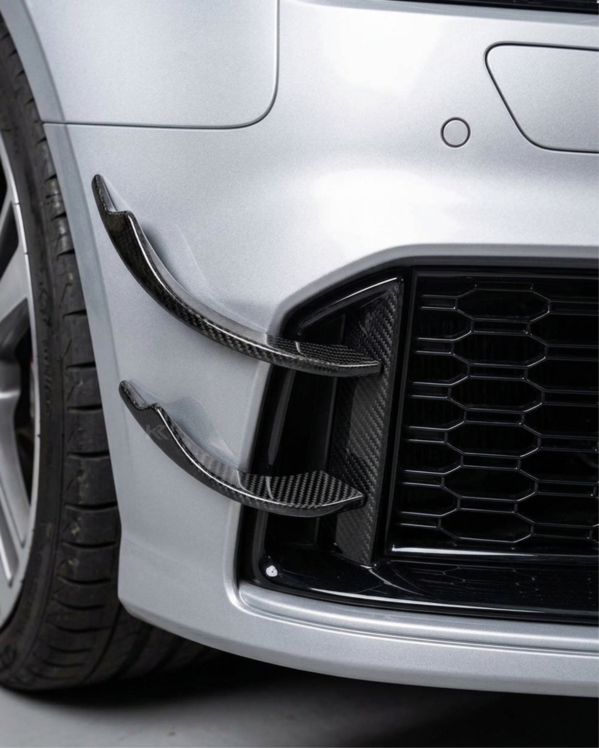 2017–2019 Audi RS3 8V Sedan Front Bumper Fins – Carbon Fiber