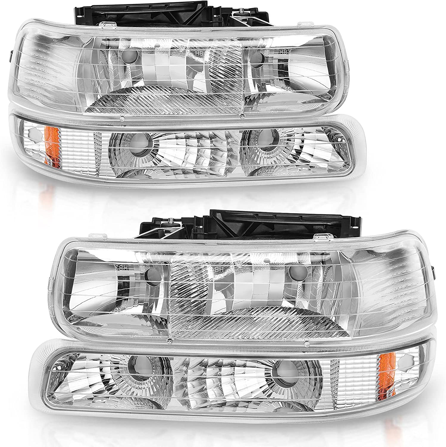 Autosaver88 Headlights Assembly Compatible With 19992002 Chevrolet Silverado 20012002 1500 2500 1500hd 2500hd 3500 20002006 Tahoe Suburban Lights In Bumpers