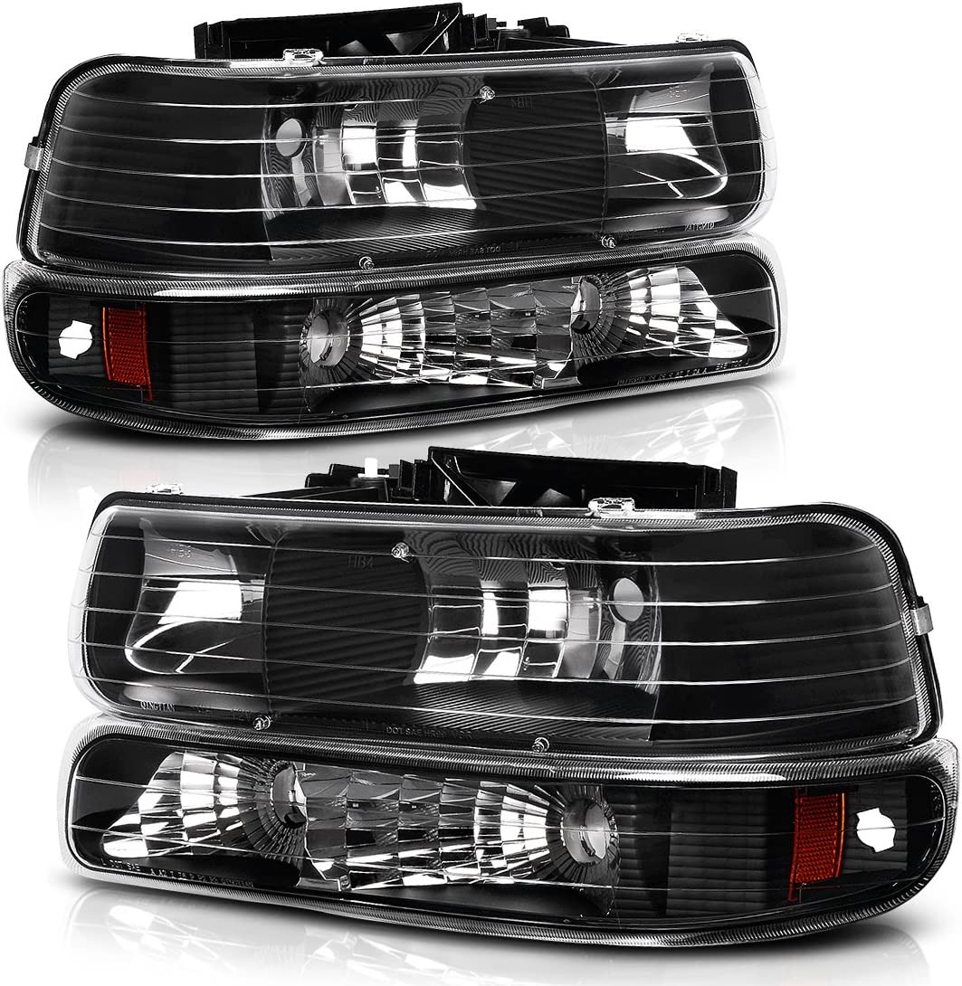 Autosaver88 Headlights Assembly Compatible With 19992002 Chevrolet Silverado 20012002 1500 2500 1500hd 2500hd 3500 20002006 Tahoe Suburban Lights In Bumpers