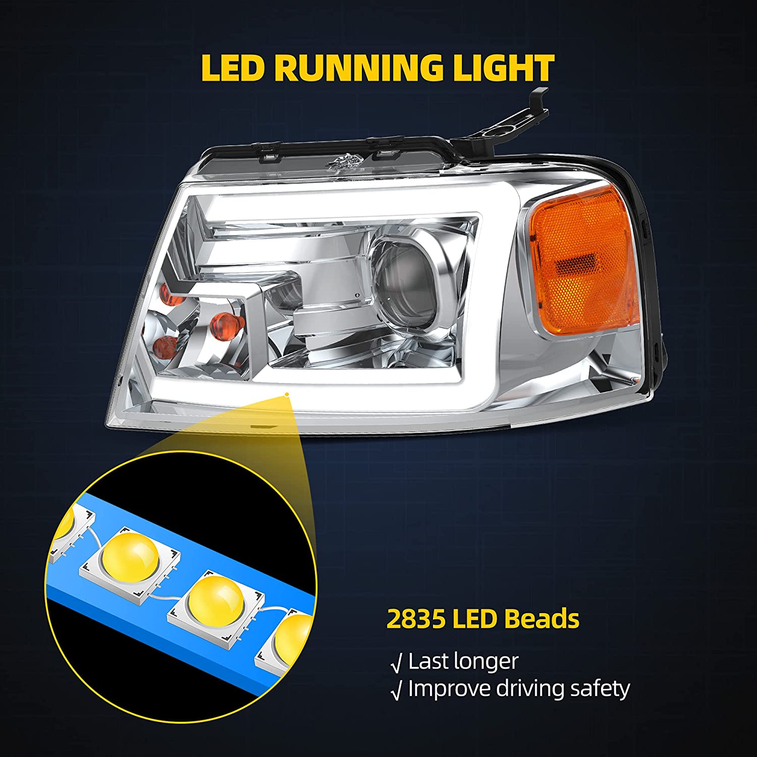 2004-2008 Ford F150 Drl Chrome Housings