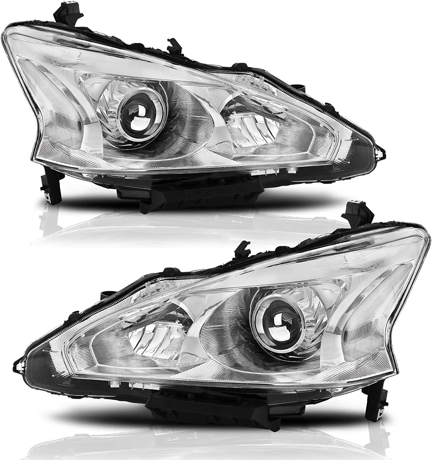 Alziria Headlight Assembly Compatible With 20132015 Nissan Altima Sslsv Only Fit 4door Chrome Housing Amber Reflector