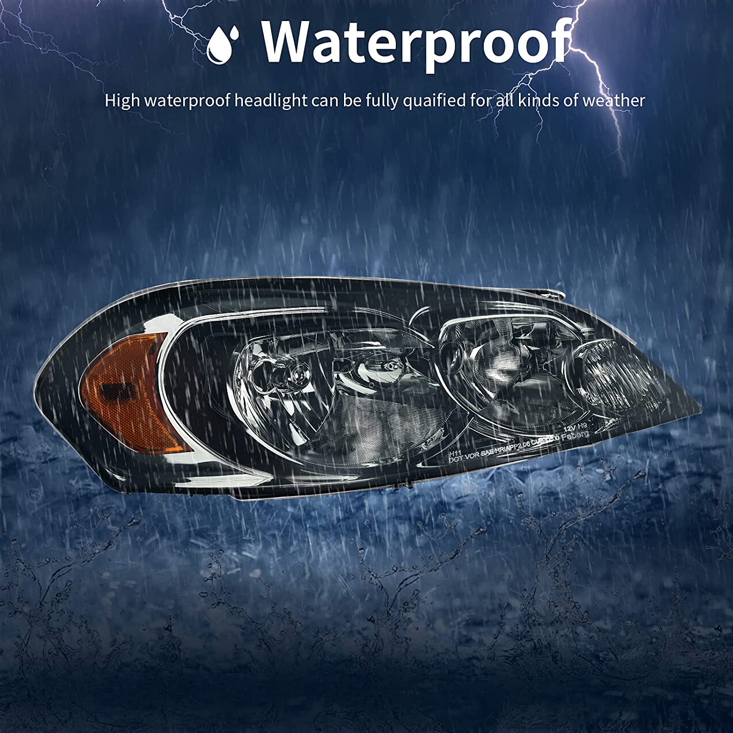 Autosaver88 Headlight Assembly Compatible With 20062013 Chevy Impala 06 07 Monte Carlo Replacement Headlamp Driving Light Chrome Housing Amber Reflector Clear Lens 25958359 25958360 A Black Smoke Oe