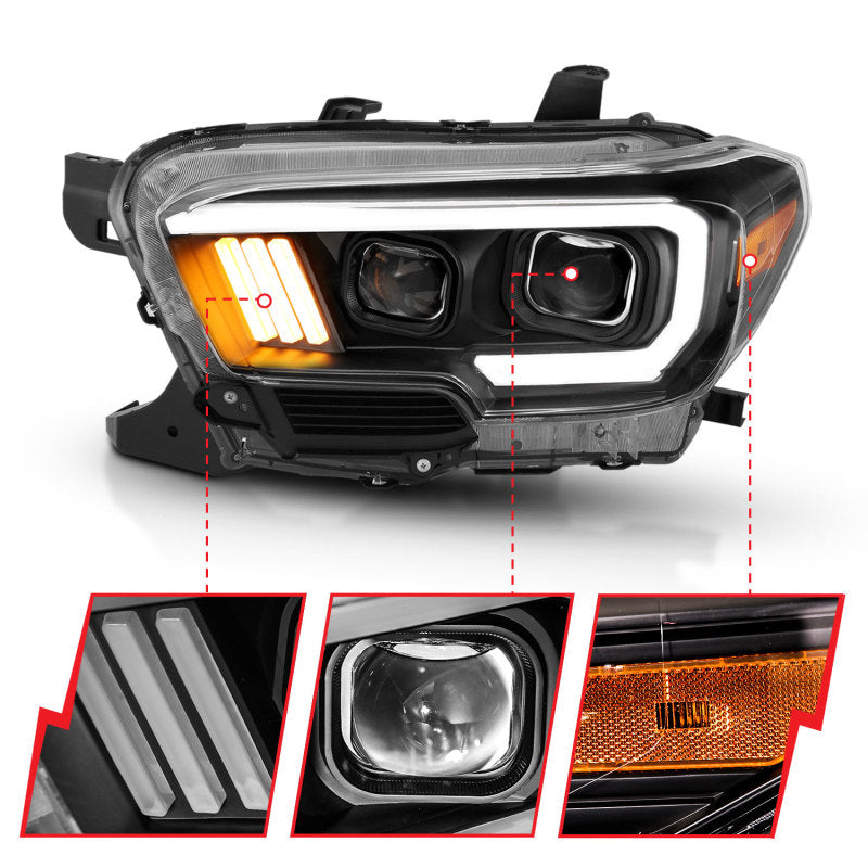 Anzo 16-17 Toyota Tacoma Projector Headlights w/ Plank Style Design