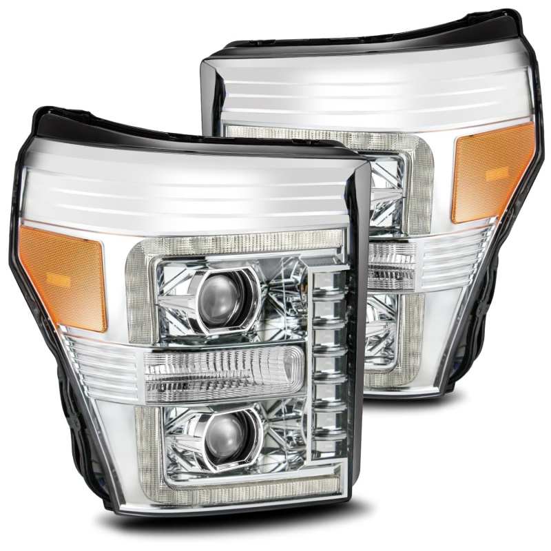 AlphaRex 11-16 Ford Super Duty LUXX-Series LED Projector Headlights Chrome