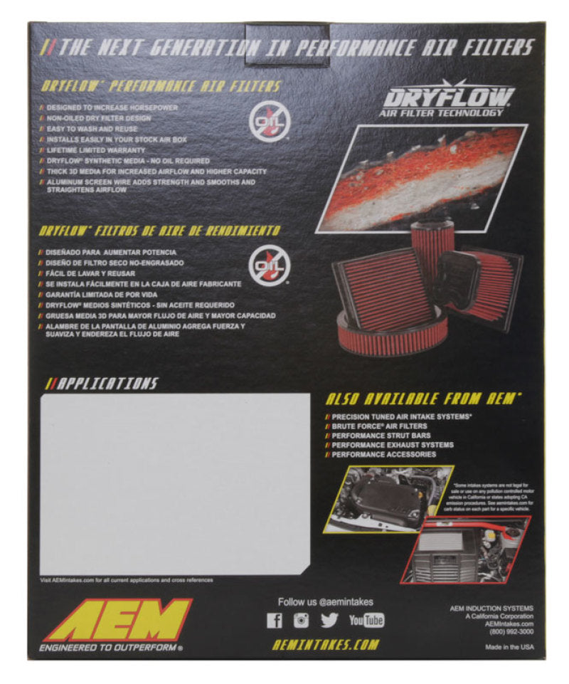 AEM Induction AEM 10-19 Toyota 4 Runner V6-4.0L F/I DryFlow Filter 28-20438