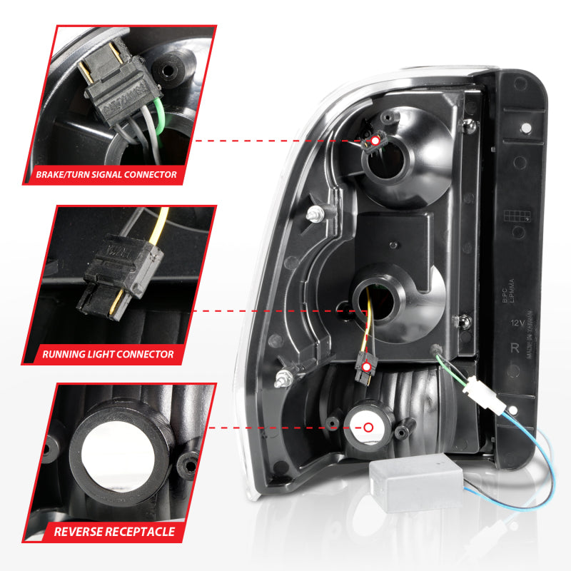 ANZO 2002-2009 Chevrolet Trailblazer LED Tail Lights w/ Light Bar Black Housing Smoke Lens 311372
