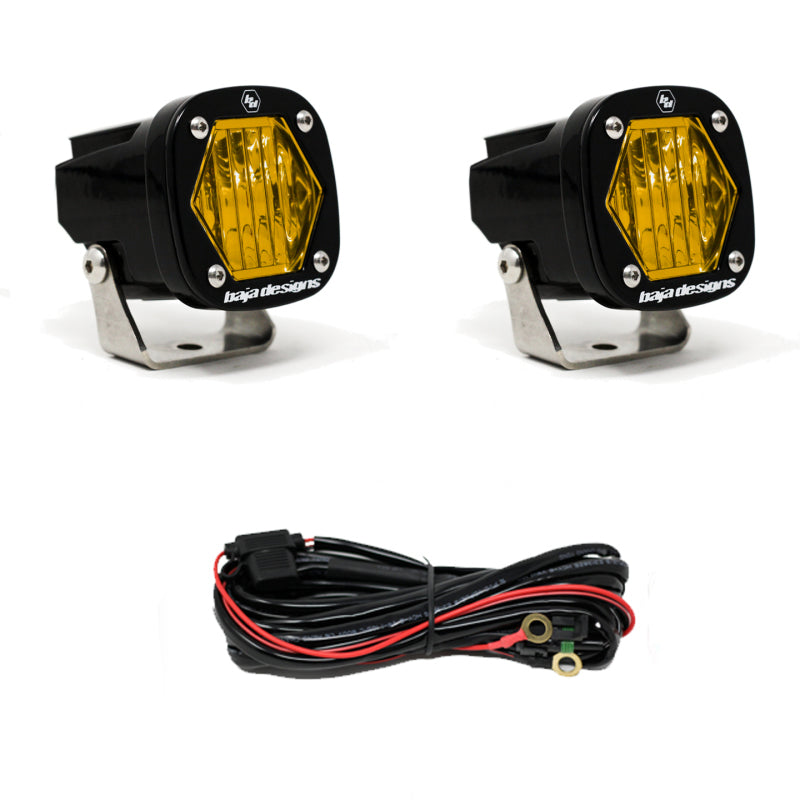 Baja Designs S1 Black LED Auxiliary Light Pod Pair - Amber Wide Cornering