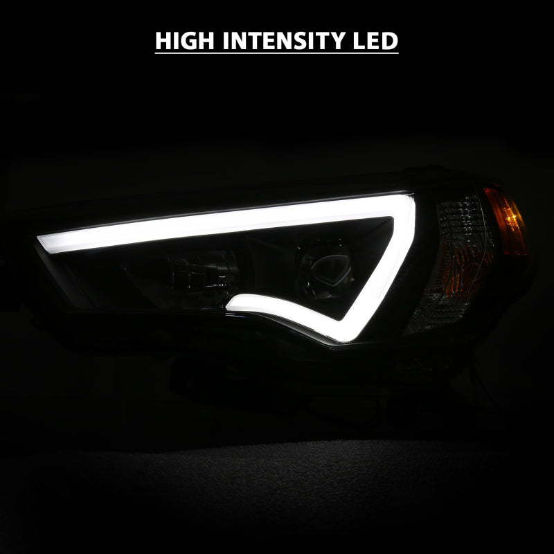 ANZO 14-18 Toyota 4 Runner Plank Style Projector Headlights Black w/ Amber 111416