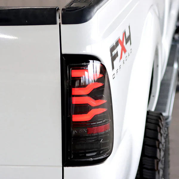 AlphaRex 99-16 Ford Super Duty / 97-03 F150 LUXX-Series LED Tail Lights Black Red