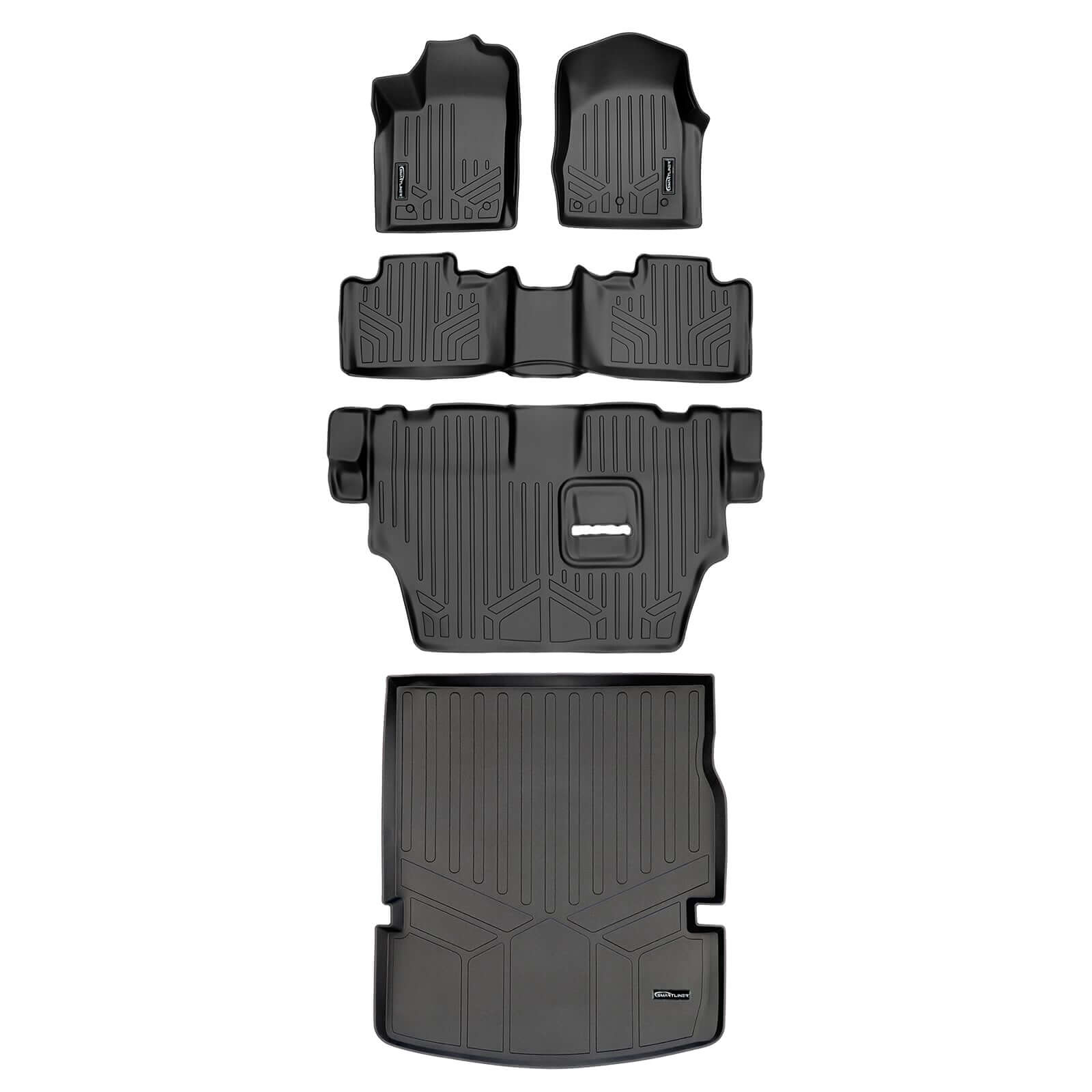 Smart Trim™ Floor Liners For 2013-16 Durango with 1st Row Dual Floor Hooks & 2nd Row Bench Seat