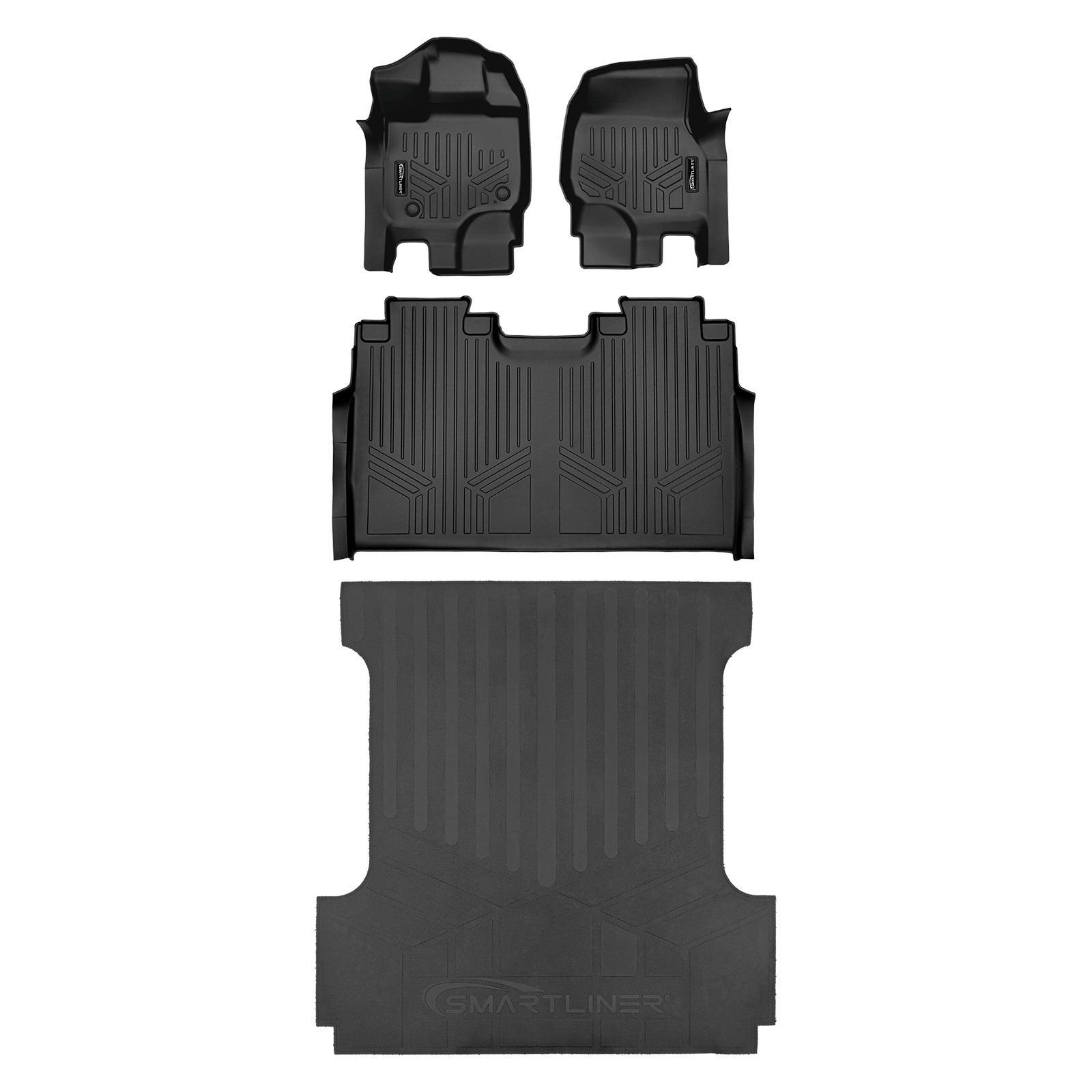 SmartCoverage™ Custom Fit Floor Liners For 2015-2025 Ford F-150 SuperCrew Cab with 1st Row Bucket Seats (Vinyl Flooring)