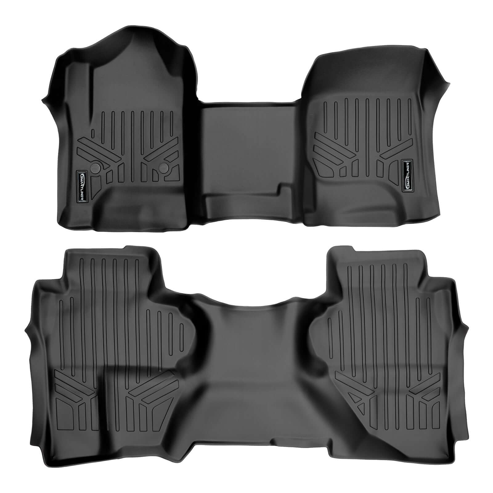 SMARTLINER Floor Liners for Double Cab 2014-2018 Silverado/Sierra 1500 - 2015-2021 2500/3500 HD