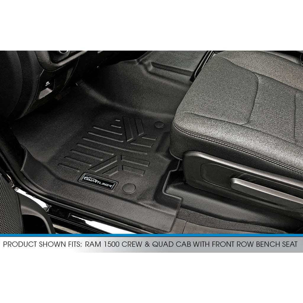 SMARTLINER Custom Fit Floor Liners For 2019 - 2024 Ram 1500 Crew and Quad Cab with First Row Bench Seat