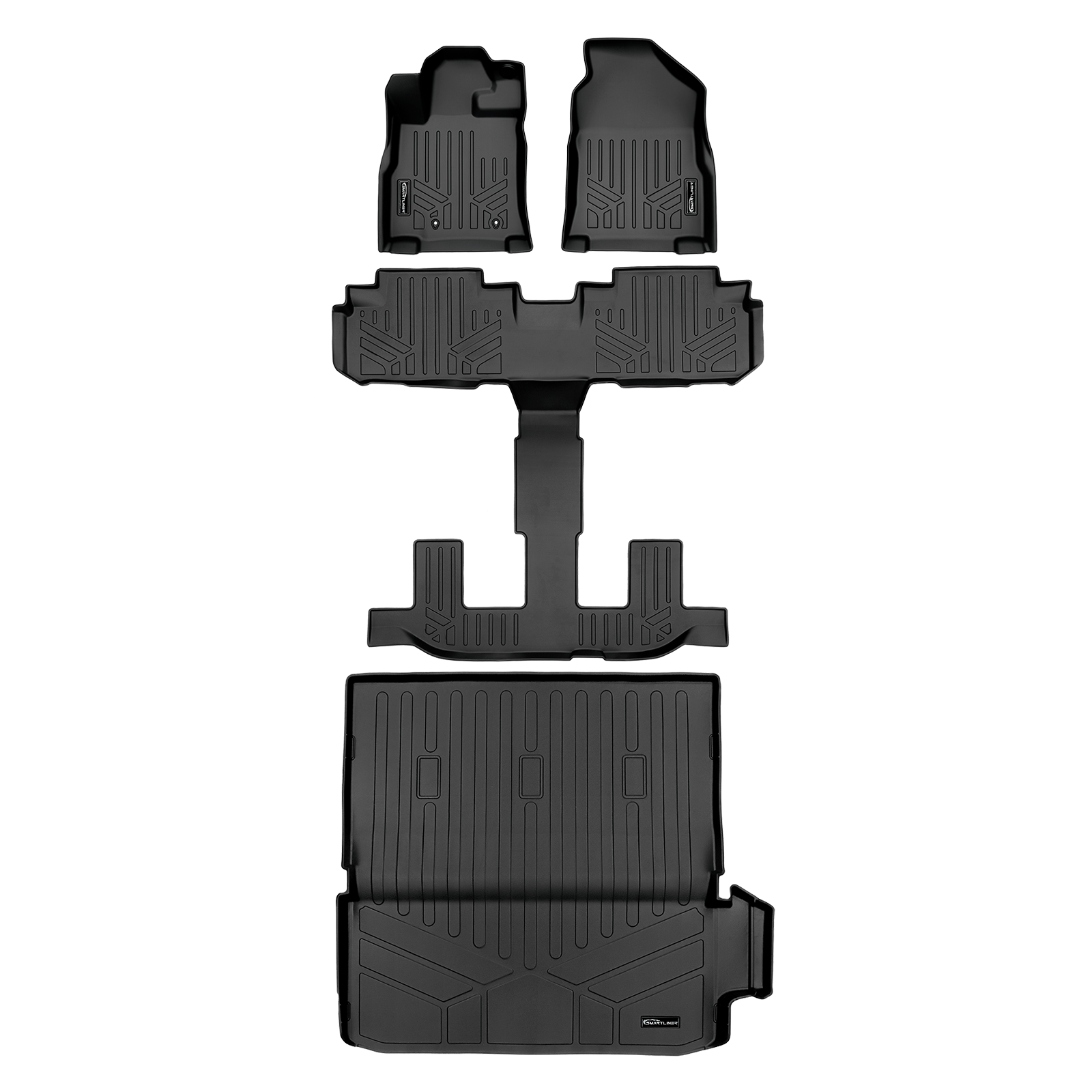 Smart Trim™ Custom Fit Floor Liners For 2019-2025 Subaru Ascent with 2nd Row Bench Seat and No Subwoofer in the Cargo Area