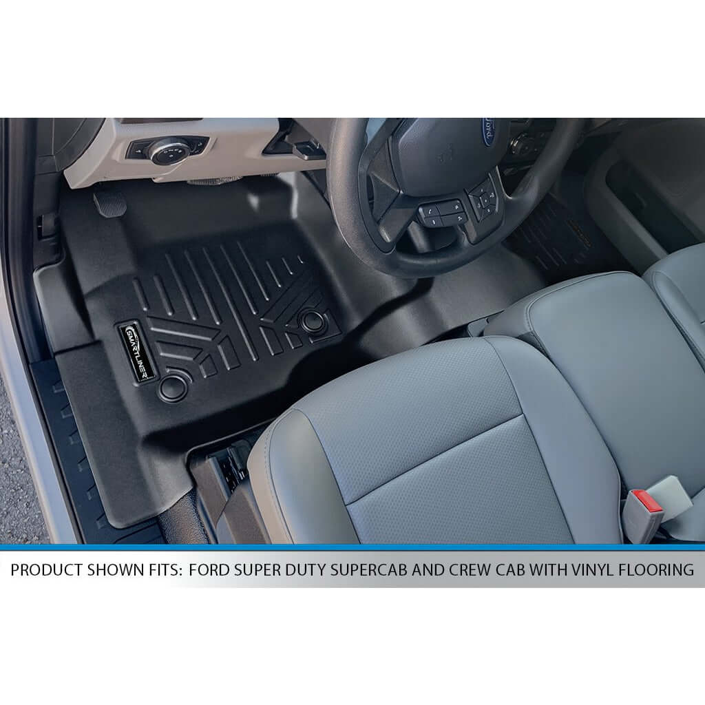 SMARTLINER Floor Liners for 2017-2024 Ford Super Cab | Vinyl | 2nd Row Bench Seat