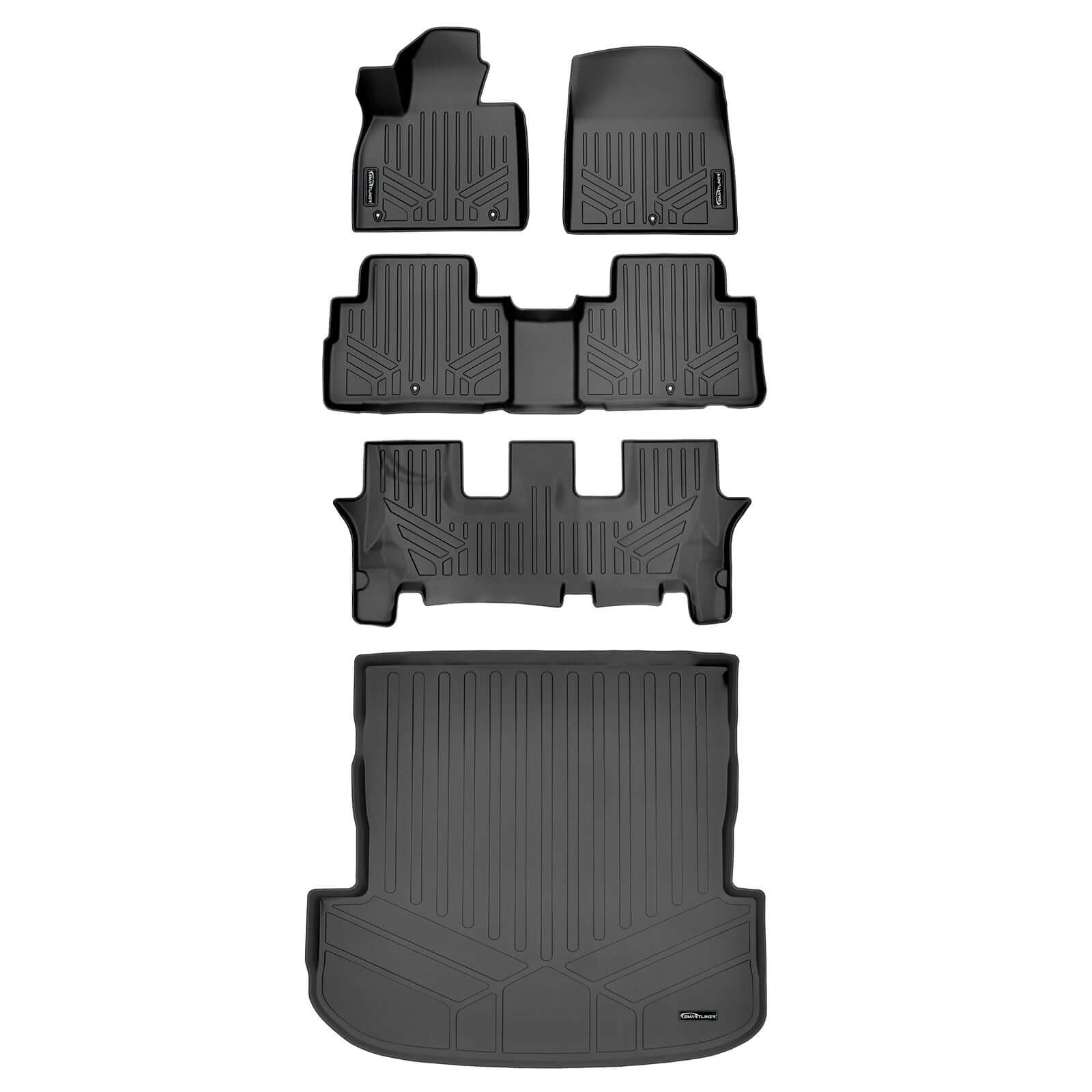 SMARTLINER Custom Fit Floor Liners For 2020-2025 Hyundai Palisade with 2nd Row Bucket Seats No Center Console and No In Between Coverage