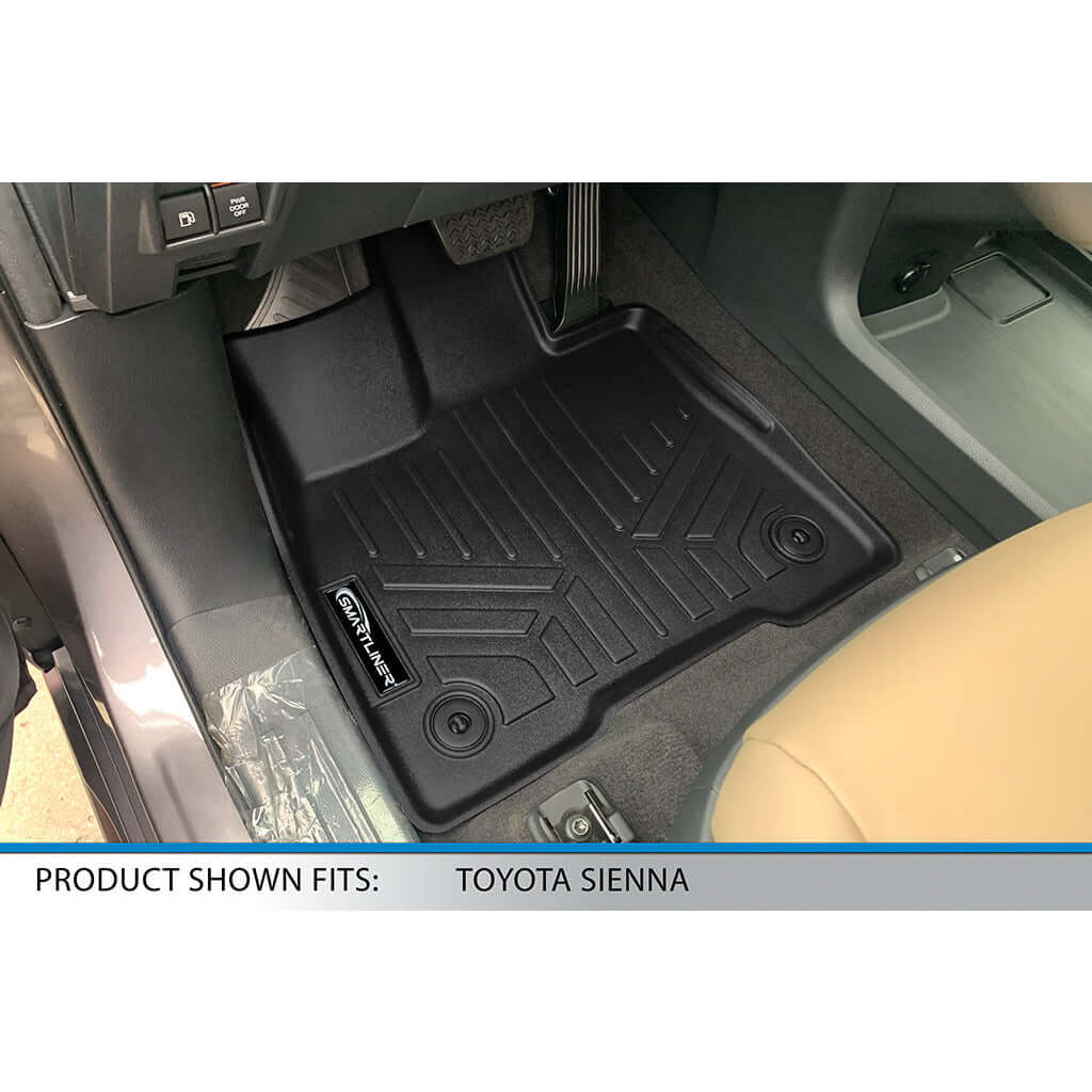 SMARTLINER Custom Fit Floor Liners For 2021-2025 Toyota Sienna with 2nd Row Bucket Seats no Spare Tire