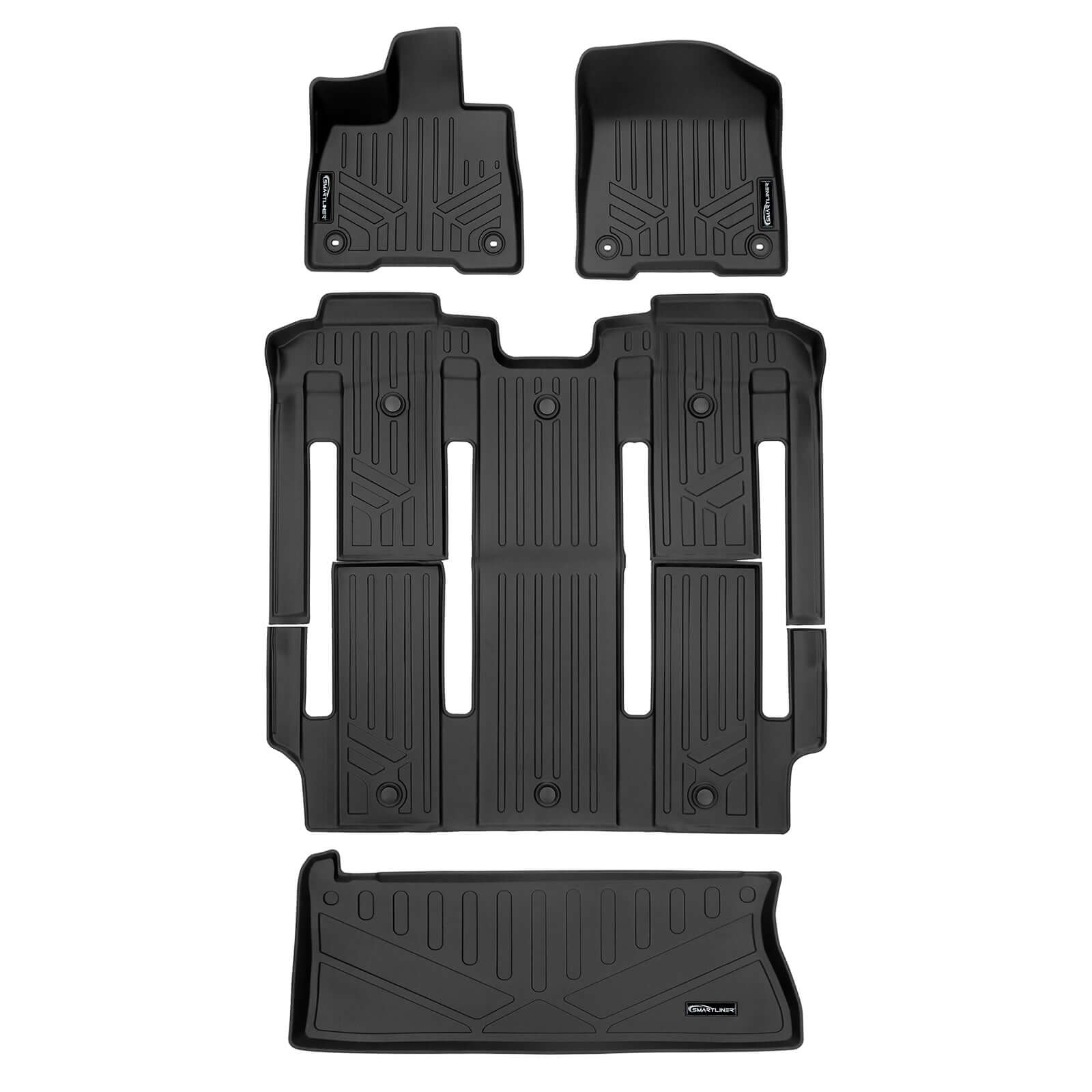 SMARTLINER Custom Fit Floor Liners For 2021-2026 Toyota Sienna with 2nd Row Bucket Seats and Spare Tire