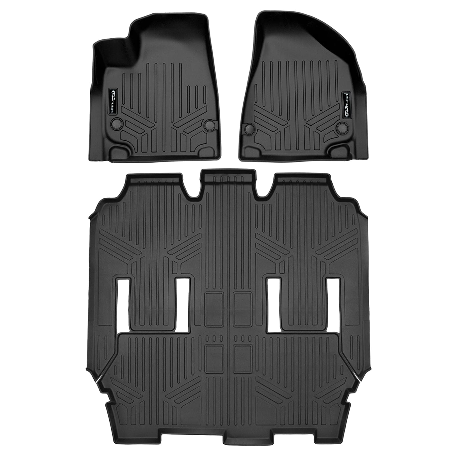 SMARTLINER Black 3 Row Liner Set & Cargo Liner Behind 3rd Row Compatible With 2021-2026 Chrysler Pacifica (Fits Limited)