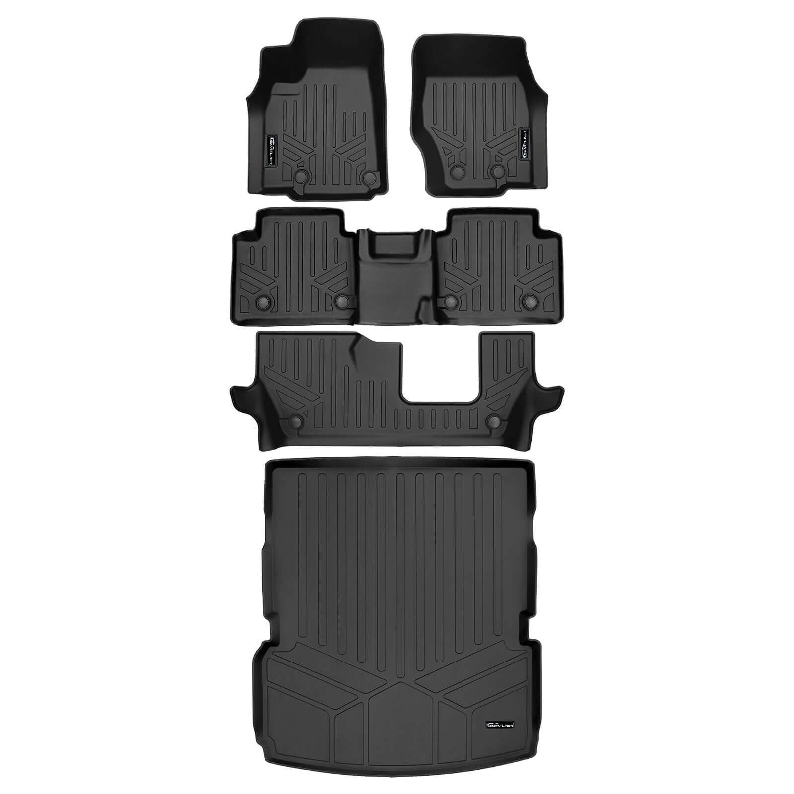 SMARTLINER Custom Fit Floor Liners For 2021-2025 Jeep Grand Cherokee L w/ 2nd Row Bench Seat