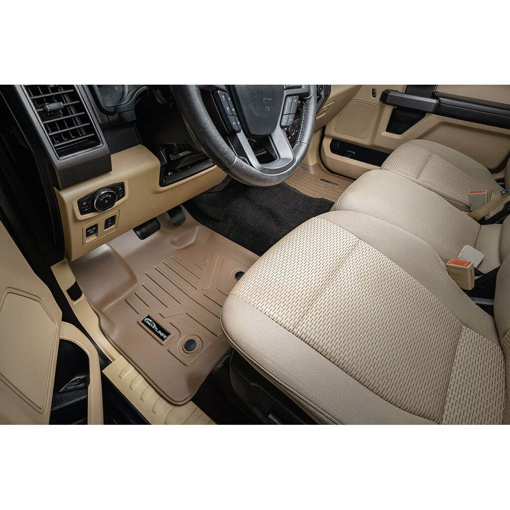 SmartCoverage™ Floor Liners For 2015-2026 Ford F-150 (1st Row Bucket) & OEM 2nd Row Under Seat Storage (Vinyl)