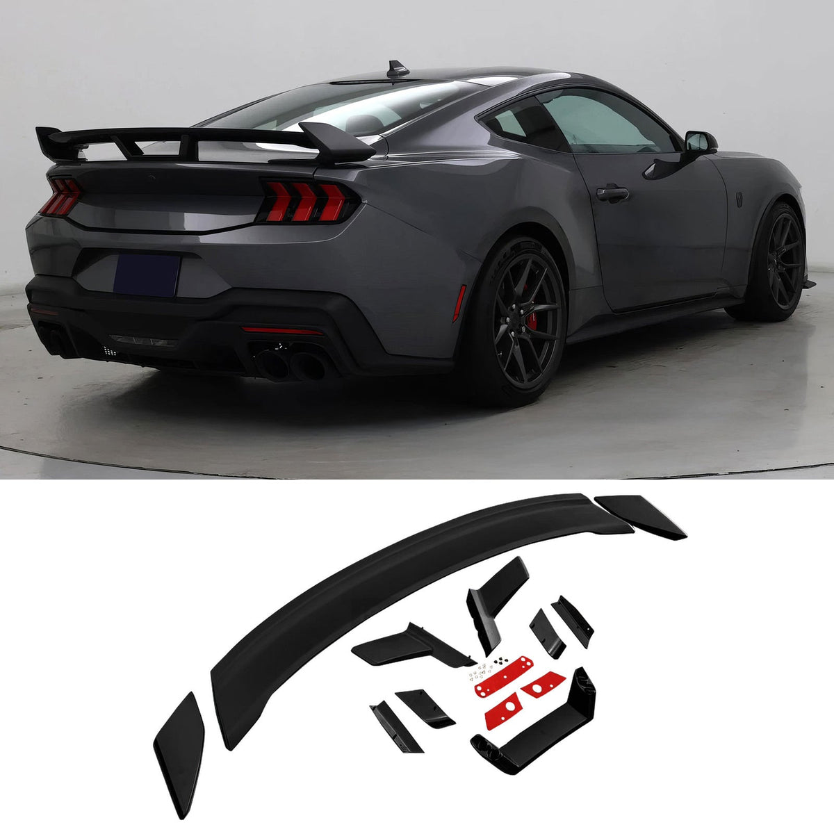 2024-2025 Ford Mustang Coupe Dark Horse Matte Black Trunk Spoiler ABS