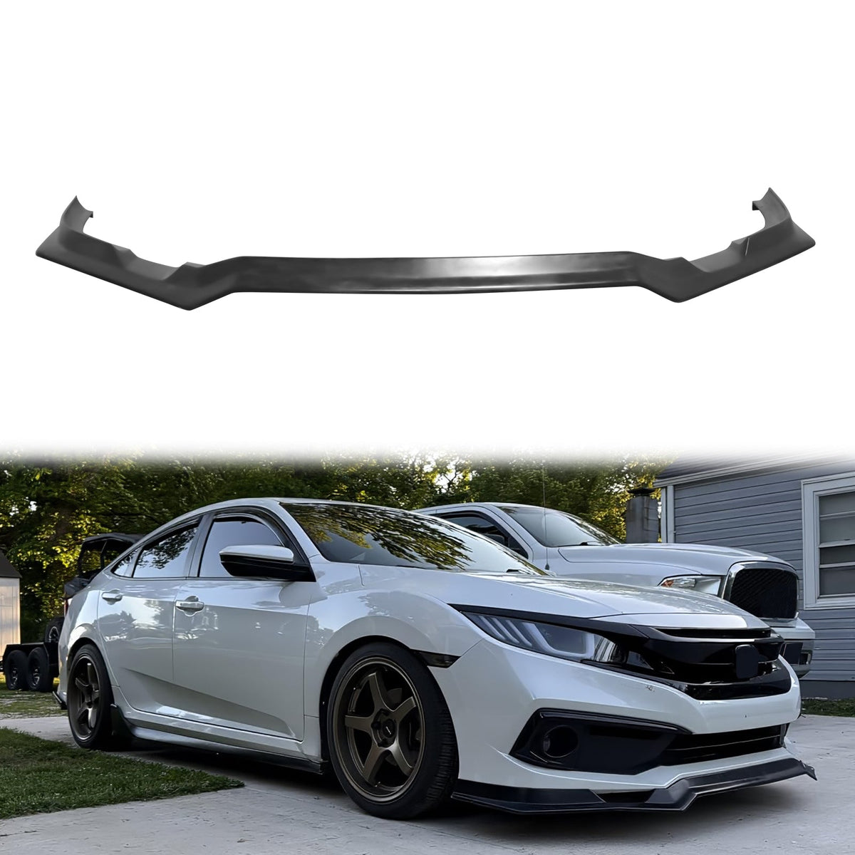 2019-2021 Honda Civic Sedan IKFM Style Front Bumper Lip Spoiler PU