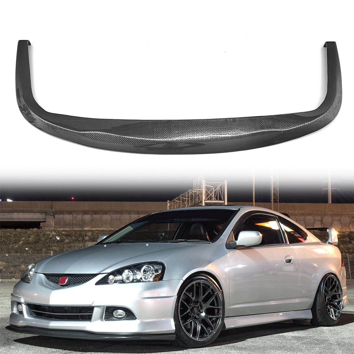 Fits Universal 1PC CS STI Style Carbon Fiber Black Front Bumper Lip