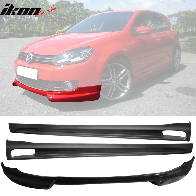 Fits 10-14 Volkswagen VW Golf RG Front Bumper Lip + Side Skirts PU