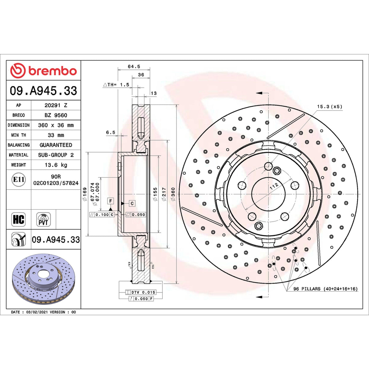 Brembo Disc Brake Rotor 09.A945.33