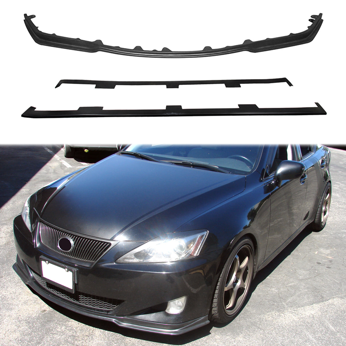 Side Skirts & Front Lip For 2006-2008 Lexus IS250 IS350 JDM PM Style