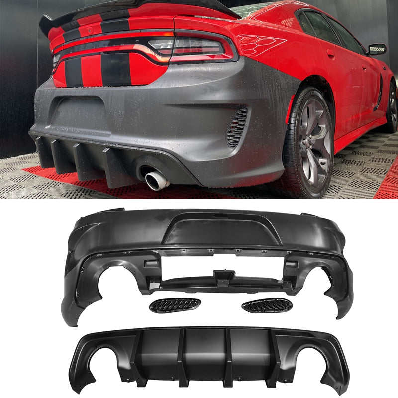 2015-2023 Dodge Charger Rear & Front Bumper + Pink Lip Diffuser PP