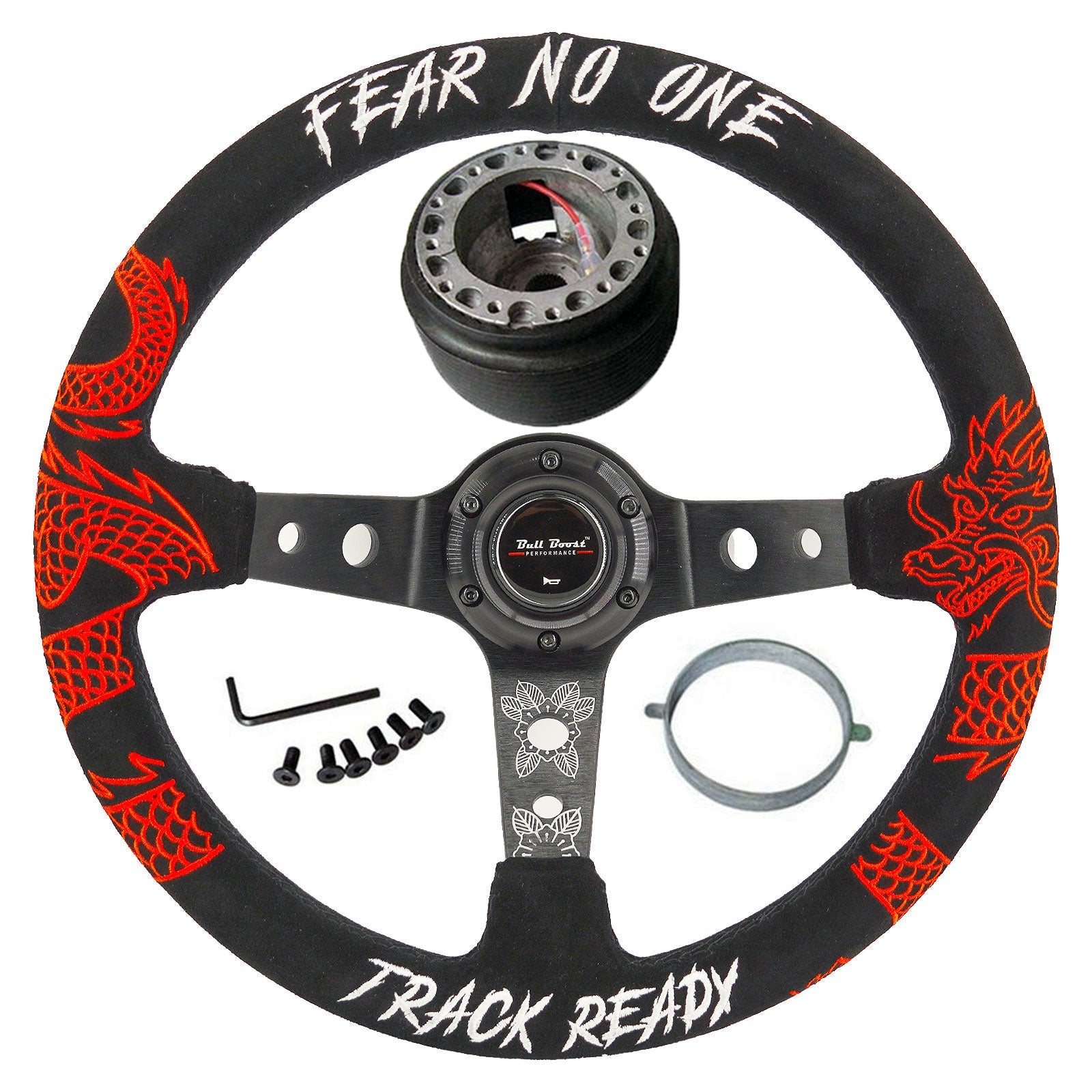 Track Ready 350mm Racing Steering Wheel + Hub Adapter Boss Kit for Civic, Del Sol, Integra