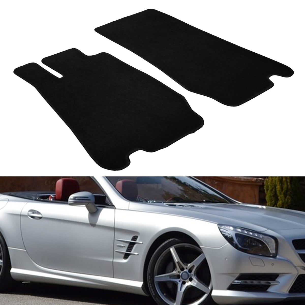 Car Floor Mat for 2003-2012 Mercedes SL Black Anti Slip Nylon 2PCS