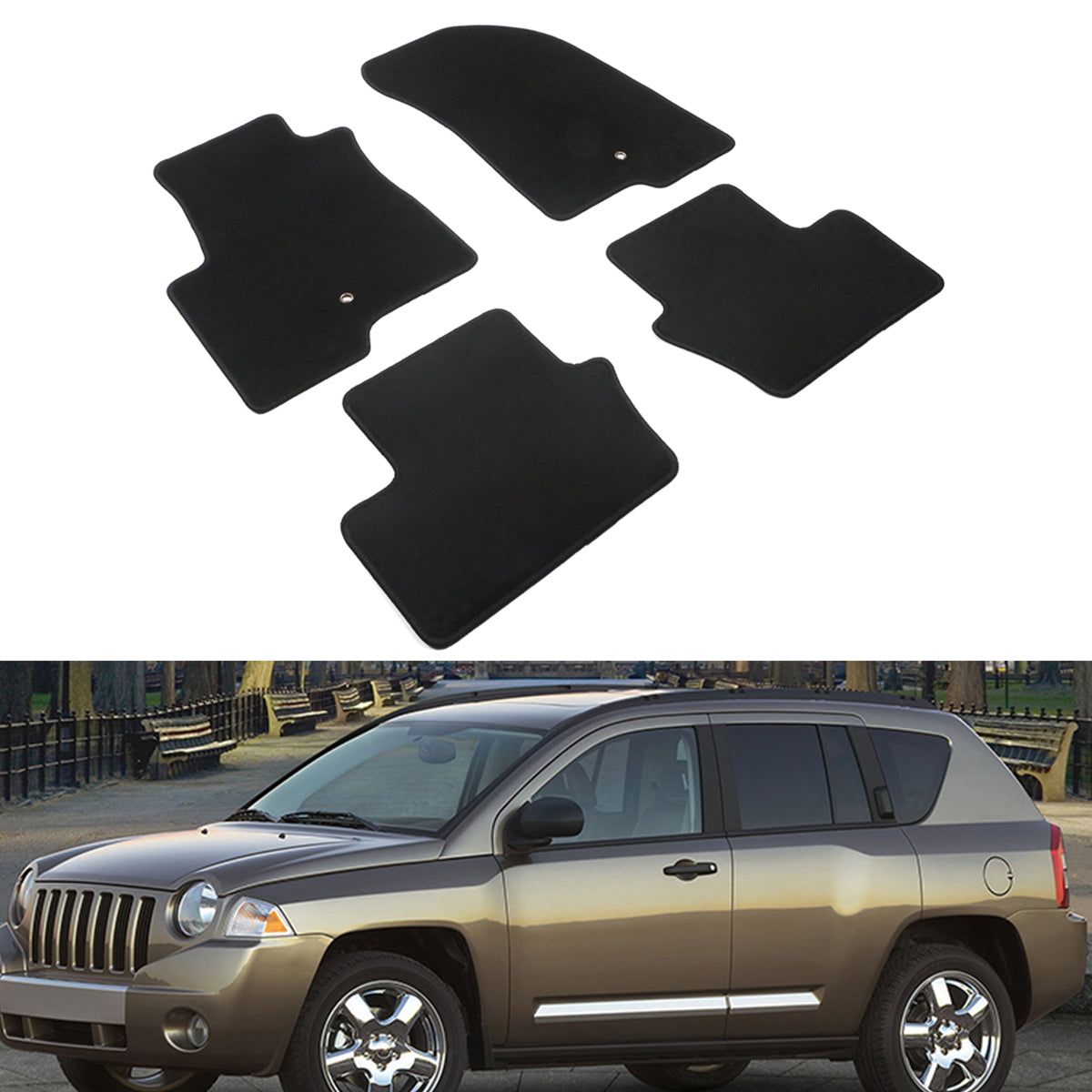 Car Floor Mat for 2007-2016 Jeep Compass/Patriot Black Nylon Liner