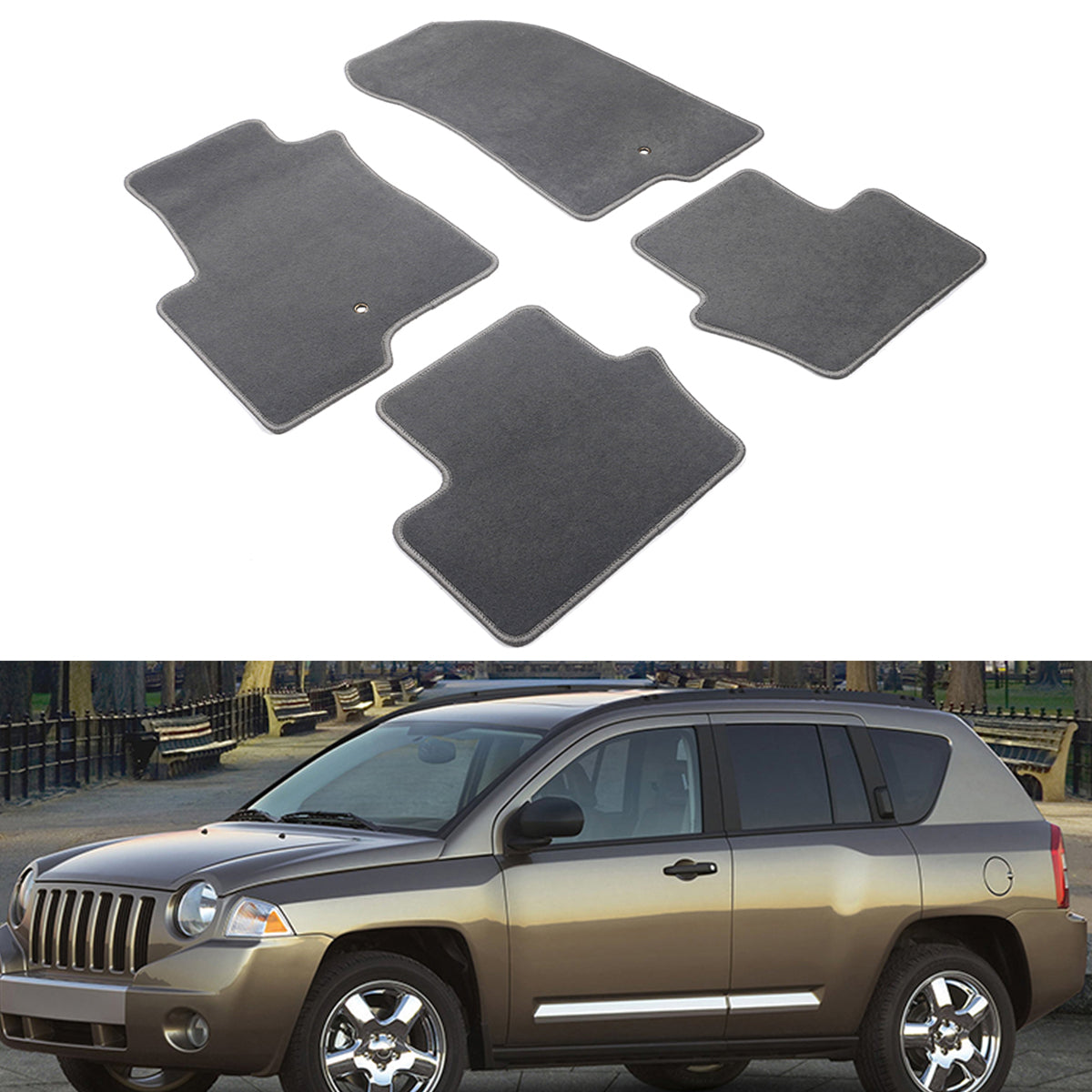 Car Floor Mat for 2007-2016 Jeep Compass/Patriot Gray Nylon Liner