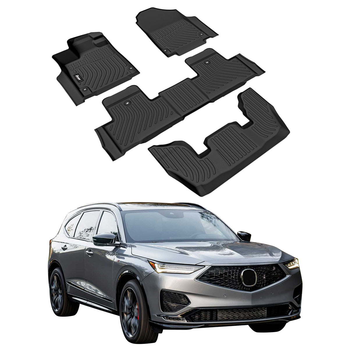 Car Floor Mat for 2022-2025 Acura MDX All Weather 3D 3 Rows Liner TPE