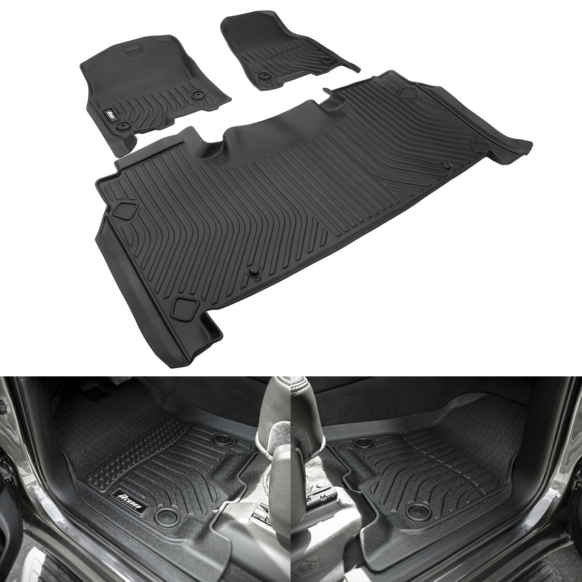 Car Floor Mat for 2019-2024 Ram 1500 Crew Cab All Weather 3D TPE 3PC
