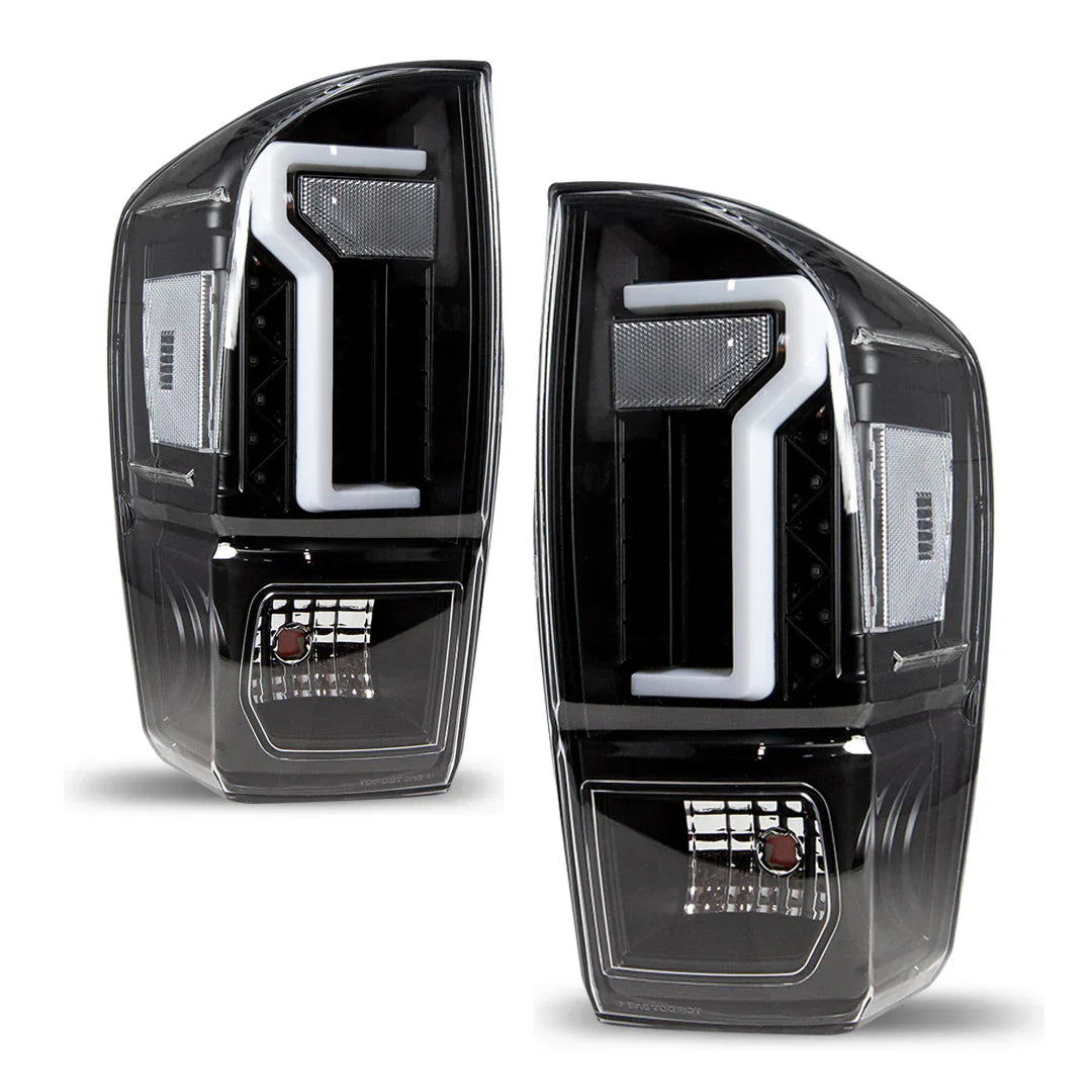 Winjet 2016-23 Toyota Tacoma LED Tail LIght - Retro Version (Black / Clear)