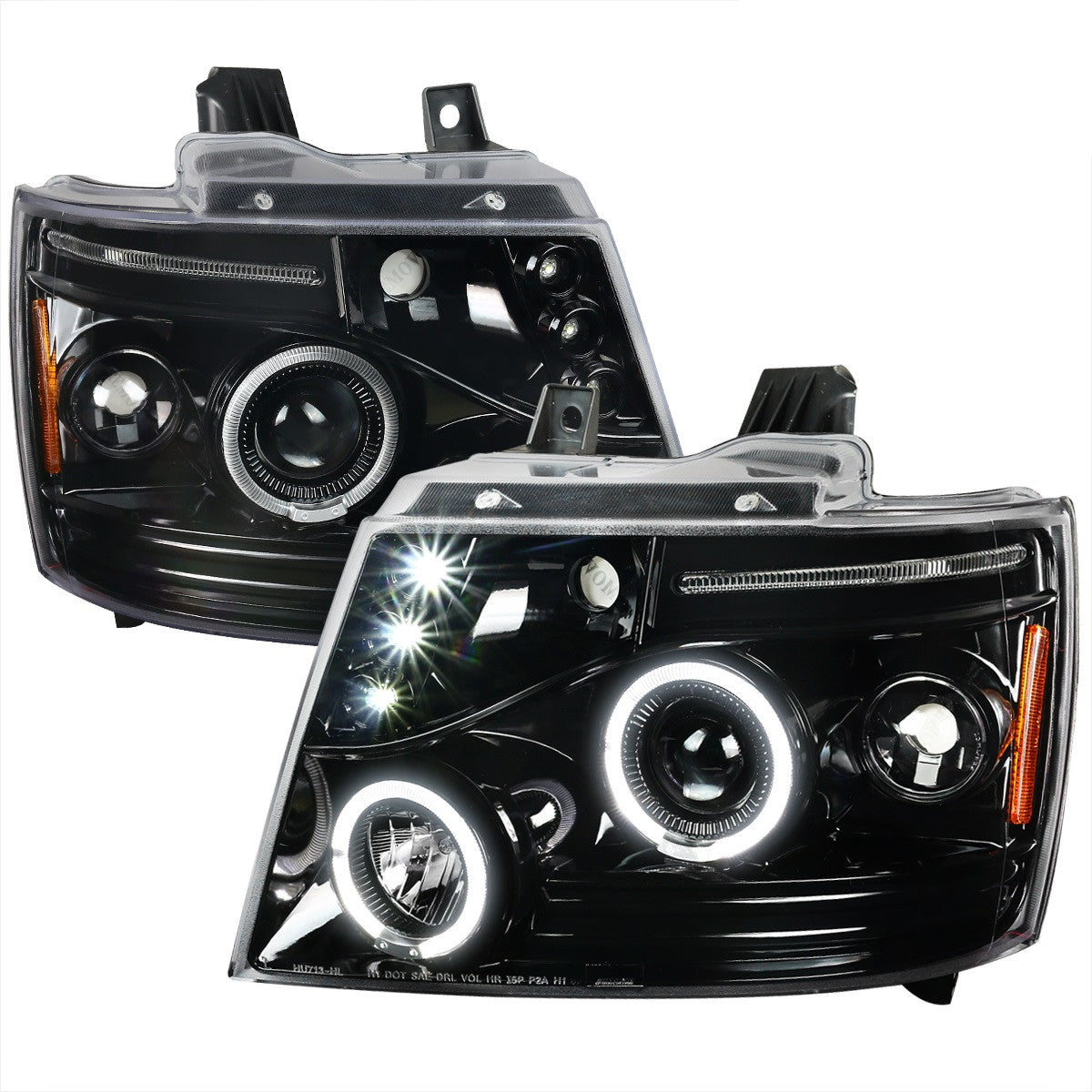 Spec-D 07-13 Avalanche/Tahoe Halo Projector Headlights Black/Clear