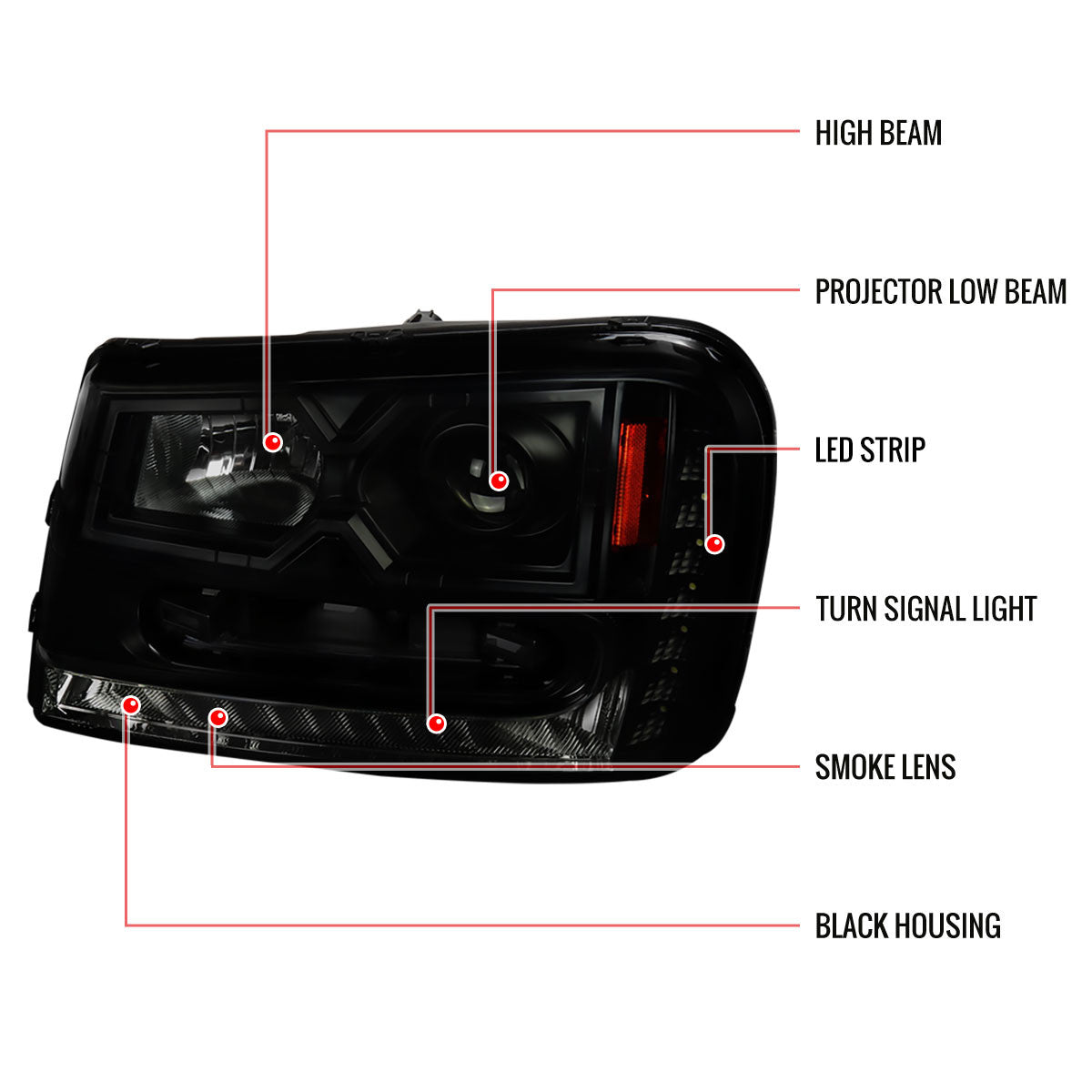 Spec-D 02-09 Chevy Trailblazer Headlights Black/Smoked