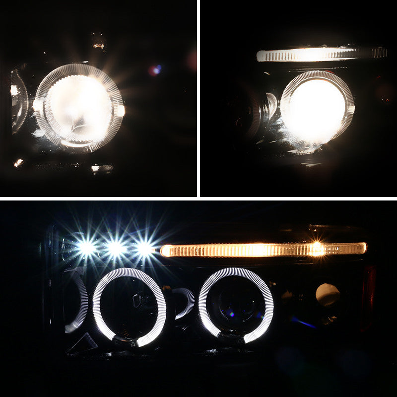 Spec-D 94-01 Dodge Ram 1500 2500 3500 Headlights Dual Halo Jet Black