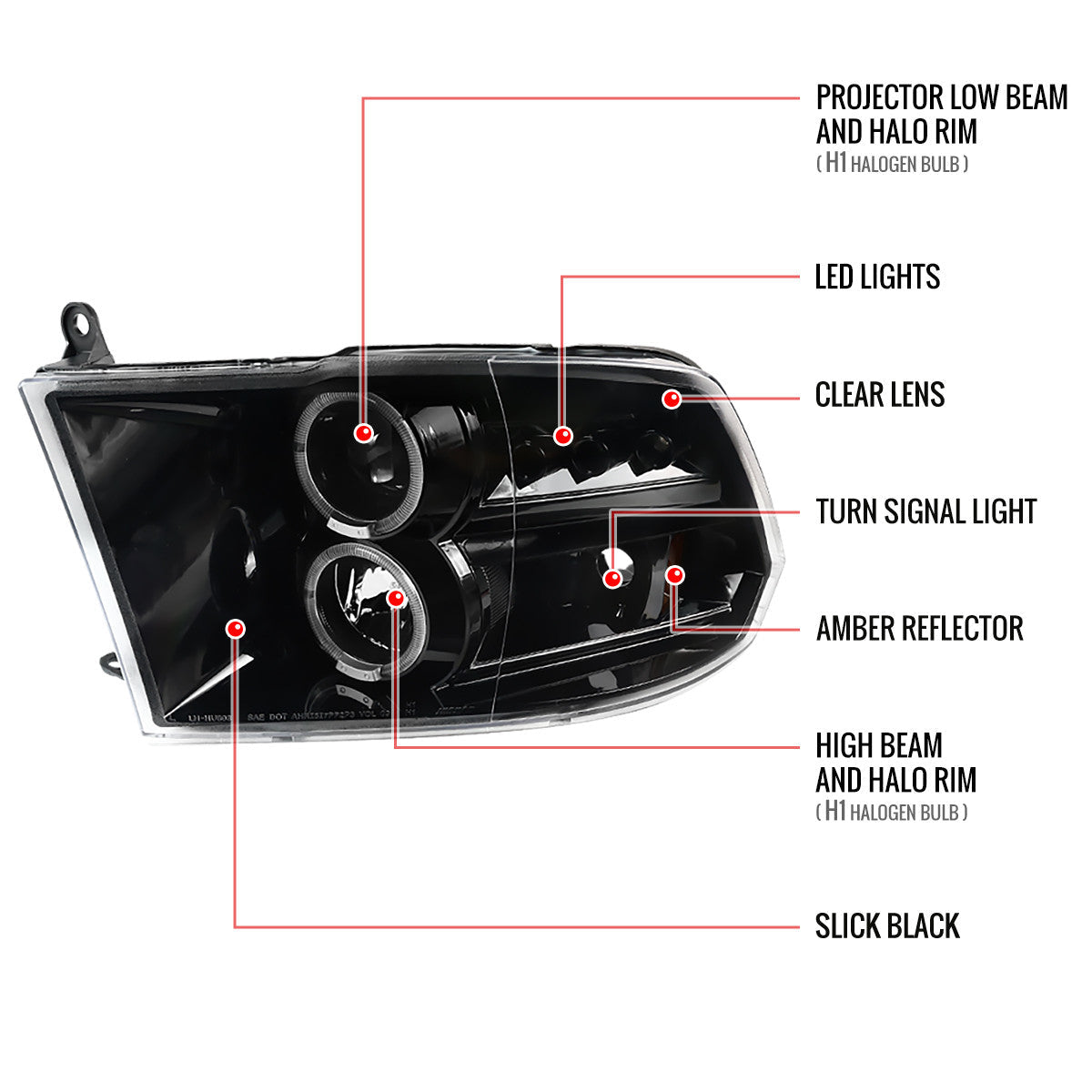 Spec-D 09-18 Dodge Ram 1500 2500 3500 SEQ LED Headlights Black